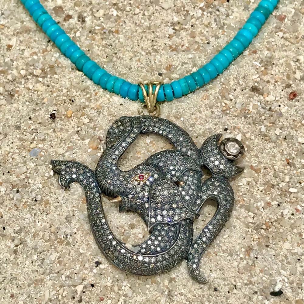 Lady Daisy diamond Ganesh Ohm on turquoise